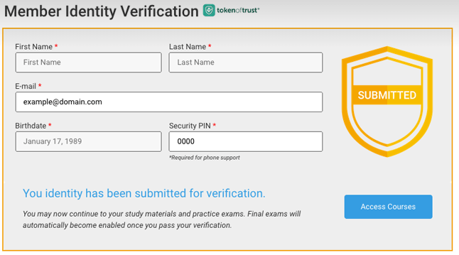 User Identity Vertification Submitted